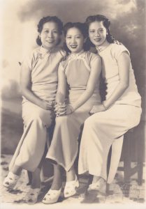 Kitty Tsui’s grandmother Kwan Ying Lin (on right) with her roommate and close friend, Hsu Hung Lum (on left) and Hsu’s daughter in the middle, circa 1940s. Photo credit: Thomas Chan. Photo courtesy of Kitty Tsui.