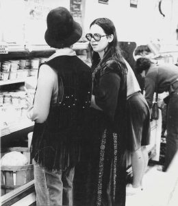 Loraine and friend shopping in the Adams Morgan neighborhood at the local food cooperative, Fields of Plenty, which she helped fund with a community business loan fund, Washington D.C., 1977. Photo courtesy of Loraine Hutchins.