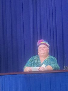 Loraine performs the closing ceremony of the third annual Celebrate Bisexuality Week at the White House, instituted by the Obama Administration, Sept. 2016. Photo courtesy of Loraine Hutchins.