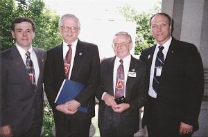LGBT U.S. Military veterans (L-R): Edward Clayton, Patrick Bova, James Darby, and Cliff Arnesen prepare to meet with the Clinton administration to discuss the failures of the “Don’t Ask, Don’t Tell Policy,” Washington D.C., May 1997. Photo courtesy of Cliff Arnesen.