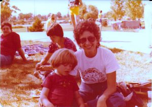 Penny and her son Eli at a Women's Festival, Denver, CO, in 1975.