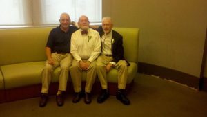 (L-R): Perry Brass, Hugh Young (his husband), and Lee Ellis at the New York Bureau of Marriages for the Brass-Young wedding, June 2014. Perry shares, “Lee Ellis is my oldest friend from my growing up in Savannah, GA.” Photo courtesy of Perry Brass.