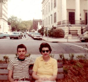 Perry, circa 18 or 19-years-old, and his mother Helen Landy Brass in Savannah, GA. They’re in one of the famous downtown squares. Photo courtesy of Perry Brass.