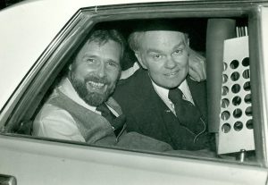 Ray Hill and Phil Slusser were arrested before a crowd of 200 during a “yuletide program sponsored by homosexuals” for operating a public address system without a permit, despite having a permit for use of the site and for use of electicity, 1979. Photo courtesy of Ray Hill.
