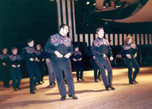 Robyn Ochs (right) with Gays for Patsy’s dance troupe, ReneGAYdes from Boston. The group took 2nd place at the 1994 Gay Games country western dance competition in New York City, NY. (Courtesy of Robyn Ochs)