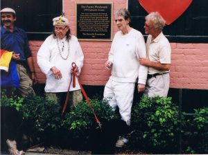 [L-R] Ron Jullian, Stewart Butler, Alfred Doolittle, and Rich Magill,] at a Plaque dedication for The Fairie Playhouse, 2007, 1308 Esplanade Ave, New Orleans, LA.
