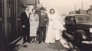 The wedding of Susan’s mother and father, with her maternal grandmother and grandfather, 1942.