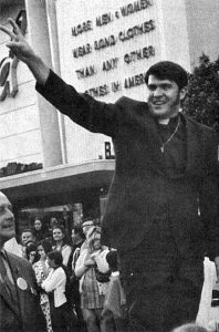 Rev. Troy Perry leading a demonstration in 1969 on Hollywood Boulevard. Courtesy of Rev. Troy Perry.