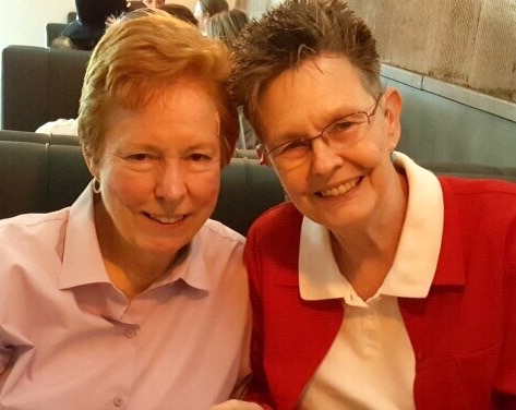 Vivienne Armstrong and Louise Young on Louise's 70th birthday, July 2017, Dallas, TX. Photo Credit: Dale Hill.