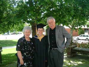 Millie, Lori, and Gary Watts at Lori’s Master’s Degree in Social Work from Boise State University approximately 2002.