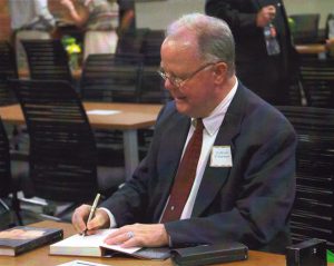 William Lindsey at a book signing of Fiat Flux: The Writings of Wilson R. Bachelor, Nineteenth-Century Country Doctor and Philosopher, which William edited (published by the University of Arkansas). 2014.