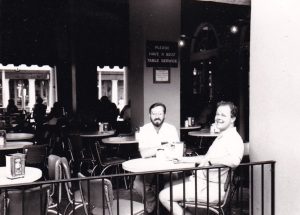 Wiliam Lindsey (right) with Steve at Cafe du Monde, 1986, New Orleans, LA.