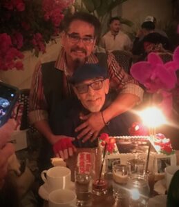 Jolino hugging David on their 40th anniversary. 