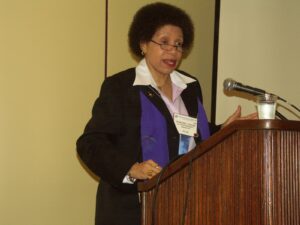 Beverly speaking during the Carolyn Wood Sherif Award Ceremony, presented by the American Psychological Association (APA)’s Division of the Psychology of Women in 2009. Photo courtesy of Beverly Greene.