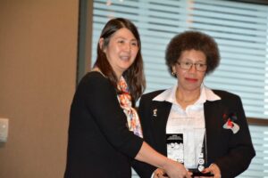 Beverly holding her Henry Tomes Award for “Distinguished Contributions to the Advancement of Ethnic Minority Psychology”, which was presented at American Psychological Association (APA)’s National Multicultural Conference and Summit, Houston, TX, 2013.  Photo courtesy of Beverly Greene.