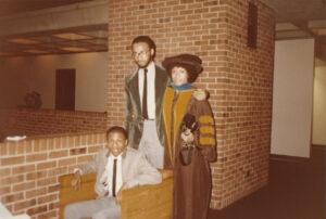 Beverly, with her brothers Samuel and Lawrence Greene, at her doctoral commencement at Adelphi University, Garden City, NY, July 1983. Photo courtesy of Beverly Greene.