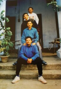 Arvind (at back) and his brothers in Chhapra, India, 1997.