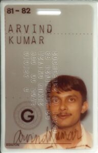 Arvind’s University of Rochester ID card, 1981.