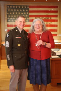 Col. Pritzker with Sergeant Major of the Army Michael A. Grinston visiting the Pritzker Military Museum & Library to talk about Army affairs, May 28, 2021, Chicago, IL.