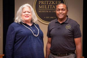 Col. Pritzker and Dr. Krewasky A. Salter at the Pritzker Military Museum & Library, September 15, 2022, Chicago, IL.