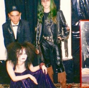 Mehmet and his goth friends, posing for a portrait before making their way to Bat Cave Club in London, England, 1986. Photo courtesy of Mehmet Sander.