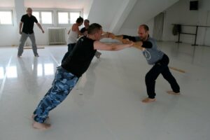 Mehmet and other participants stick-fighting in Munich, Germany. Photo courtesy of Mehmet Sander.