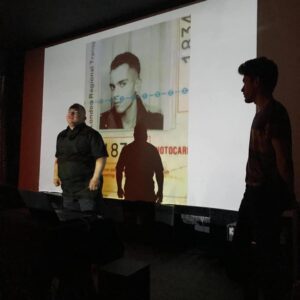 Mehmet and his dear assistant Kaan Karaca lecturing on Mehmet’s work and the concept of “action architecture” at the Vault 34 movie theater, Istanbul, Turkey. Photo courtesy of Mehmet Sander.