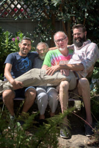 L-R: Skander (who lived with David and Peter for 2.5 years), Peter Tannen (David’s husband), David, and Andy (David’s nephew).