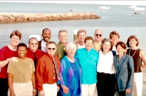 The plaintiffs from the landmark Goodridge v. the Department of Public Health Massachusetts Supreme Judicial Court case, which legally recognized same-sex marriage in the state, gather together on Cape Cod, MA, September 2004. This portrait includes Hilary & Julie Goodridge, Linda & Gloria Bailey-Davies, Maureen Brodoff & Ellen Wade, Gina & Heidi Nortonsmith, Ed Balmelli & Mike Horgan, Gary Chalmers & Rich Linnell, and David Wilson & Rob Compton.