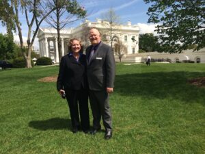 Jane McMahon and Brett Bigham at the White House, Washington, DC, May 1, 2014. Photo courtesy of Brett Bigham.
