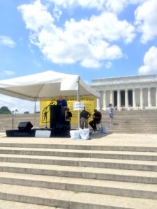 Brett speaking at the Save Our Schools Rally at the Lincoln Memorial, Washington, DC. Photo courtesy of Brett Bigham.