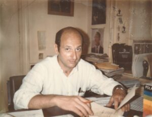 Mel at work in his apartment building, Philadelphia, PA, 1976.