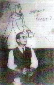 Mel sitting inside the Humoresque Coffeeshop (his first business) in front of a mural with a handcuffed figure that reads “Breach of Peace?”, Philadelphia, PA, circa 1960s. He shares, “I was arrested here at 21 with forty high school age customers and later introduced to the ACLU [of Philadelphia] for the court case. Years later, it was revealed [that the police raid happened] because of gays and interracial customers.” 