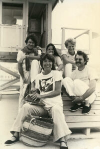 Judy and friends after a tai chi class, Venice Beach, CA, 1977. Front row, L-R: Dale Eunson (Jim Conn’s wife) and Jim Conn (the founding minister of the Church in Ocean Park who served as Santa Monica City Council Member and Mayor). Back row, L-R: Unidentified, Judy Abdo, and actor Darell Larson. Photo courtesy of Santa Monica Public Library Image Archives, Judy Abdo Photo Album Collection.