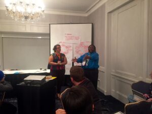 Dr. Celiany Rivera-Valasquez and Yoseñio V. Lewis presenting at their “Microaggressions of Desire” workshop at the Creating Change conference, Detroit, MI, 2019. Photo courtesy of Yoseñio Lewis.