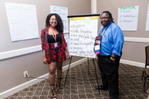 Shadeen Francis, MFT and Yoseñio V. Lewis presenting at their “Activism for Introverts” workshop at the Woodhull Sexual Freedom Summit, Alexandria, VA, 2018. Photo courtesy of Yoseñio Lewis.