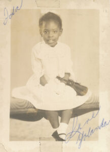 A baby portrait of Yoseñio, signed “Ida, Love Yolanda.” Photo courtesy of Yoseñio Lewis.