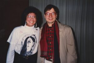 Terri de la Peña and Michael Nava, a gay mystery author, at the OUTWRITE conference, San Francisco, CA, 1991. Photo courtesy of Terri de la Peña.