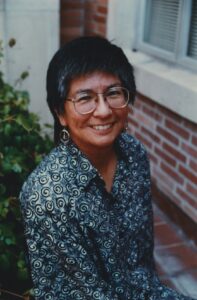 A portrait of Terri outside her UCLA office for an article in UCLA Today, 1996. Photo courtesy of Terri de la Peña. 