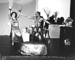 L-R: Dale Guy Madison as FREEda Slave with dancer Orrin Sharpless on the opening night of his show 
