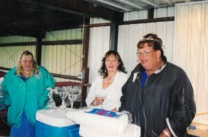 Lisa serving drinks at her best friend’s wedding, 1998. Photo courtesy of Lisa Oakley.