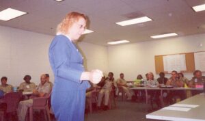 Monica speaking at the Cobb Detention Center in Marietta, GA. Photo courtesy of Monica Helms.