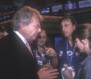 Monica Helms interviewing Jerry Springer. Photo courtesy of Monica Helms.