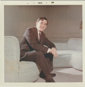 Chuck as a junior at Dartmouth University, sitting in the living room at Franklin Hill, Hanover, NH, December 1964. Photo courtesy of Chuck Forester.