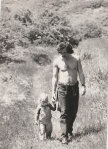 Chuck walking with his son Seth, 1972. Photo courtesy of Chuck Forester.