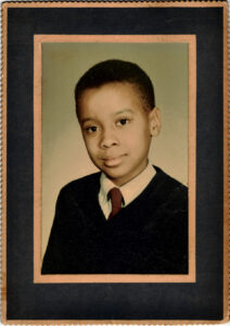 A framed school portrait of Paul in fifth grade, Grace Church School, New York, NY in the late 1960s. Photo courtesy of Paul Outlaw.