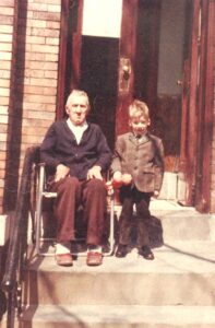 Mike (age 3) and his Jaja (Polish grandfather) in Brooklyn, NY, July 1963. Mike shares, “Jaja may have also had multiple sclerosis.” Photo courtesy of Mike Szymanski.