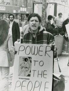 Trans civil rights activist Sylvia Rivera protesting Christy Henderson’s institutionalization and forced electroshock therapy during the first of many demonstrations against Bellevue Hospital, New York, NY, October 5, 1970. Photo by Diana Davies. Photo courtesy of Digital Transgender Archive.
