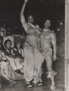 A publicity shot of Christy Love (at left) and another entertainer dancing at the Tiki Lounge in  the Fiji Islands. Photo courtesy of Christy Henderson-Jenkins.