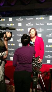 Stephanie answering reporter questions on the Red Carpet for the GLSEN Respect Awards, in New York City, New York, 2018. Photo courtesy of Stephanie Byers.